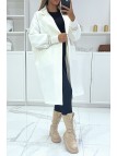 Long manteau over size doublé avec poches en blanc - 4