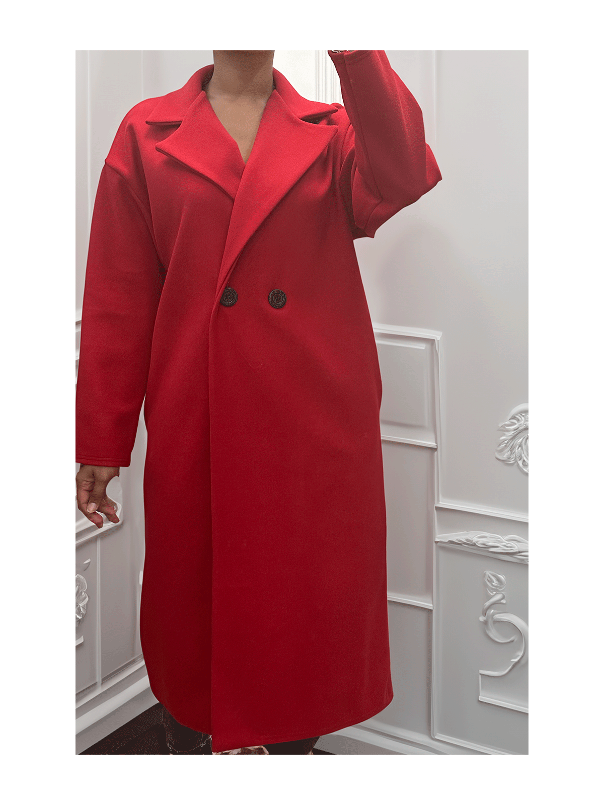 Trench long rouge fluide  - 1