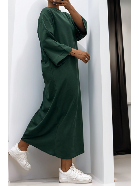 Longue robe over size en coton vert très épais - 2