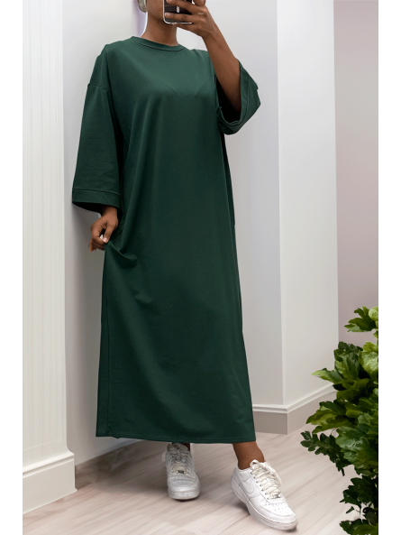 Longue robe over size en coton vert très épais - 4