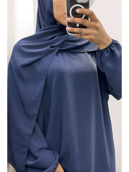 Abaya marine avec voile intégré couleur vitaminée - 4