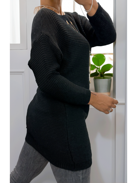 Tunique noir en tricot avec accessoires - 3