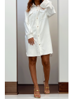 Robe chemise blanc côtelé - 1