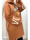 Robe tunique camel avec capuche - 3