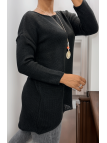 Robe pull noir avec collier - 3