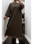 Longue robe over size en marron très épais - 3