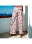 Pantalon palazzo rose imprimé tropical   - 2