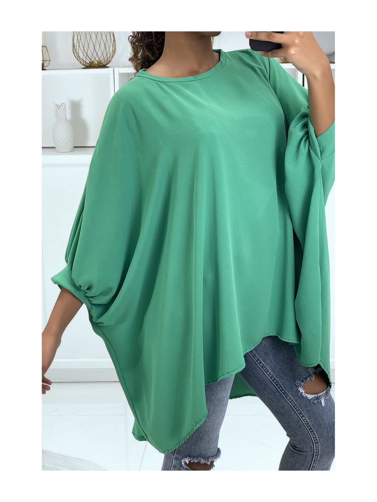 Robe tunique over-size vert très tendance - 3