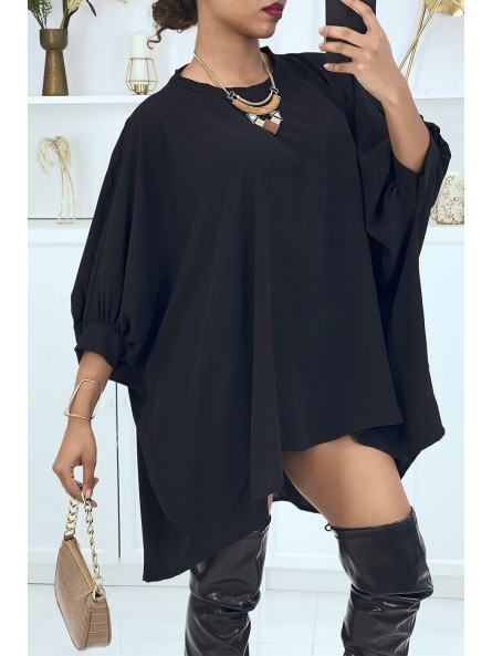 Robe tunique over-size noir très tendance - 1