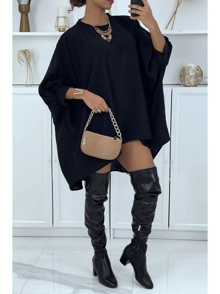 Robe tunique over-size noir très tendance - 2