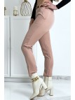 Pantalon working girl rose avec poches et ceinture - 6