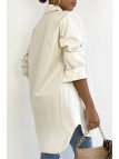 Longue chemise beige très tendance en coton - 3