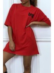 Tee-shirt oversize rouge tendance, écriture "D/or", manche mi-longue - 5