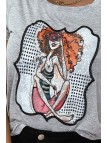 T-shirt dessin girly gris - 2