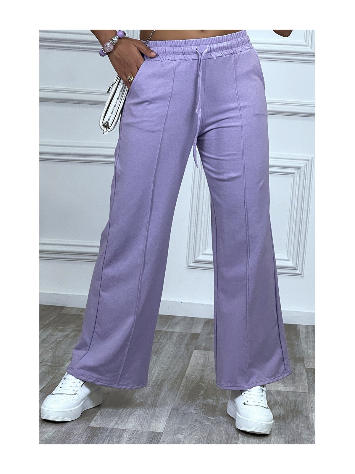 Pantalon jogging violet à élastique - 3