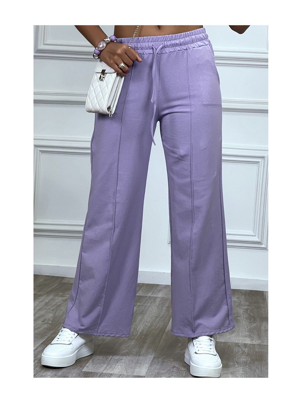 Pantalon jogging violet à élastique - 4