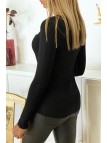 Gilet noir en maille tricot très extensible et très doux - 6