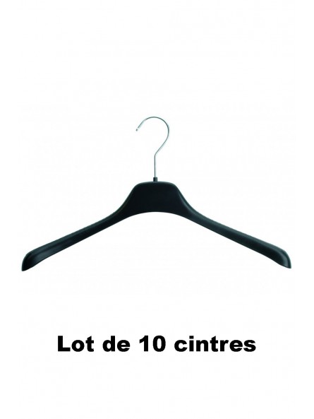 10 cintres plastique noir idéal pour Pull, manteau et gilet - 1