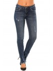 Pantalon jeans slim Bleu écorché sur le bas. PTL-S2607 - 2