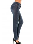 Pantalon jeans slim Bleu écorché sur le bas. PTL-S2607 - 7
