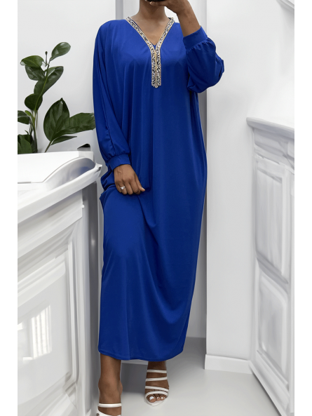 Abaya royal à encolure de strass et manches longues - 2