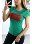 T-shirt vert avec écriture Love - 2
