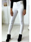 Pantalon slim blanc motif python avec 5 poches - 2