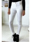 Pantalon slim blanc motif python avec 5 poches - 3