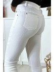 Pantalon slim blanc motif python avec 5 poches - 7