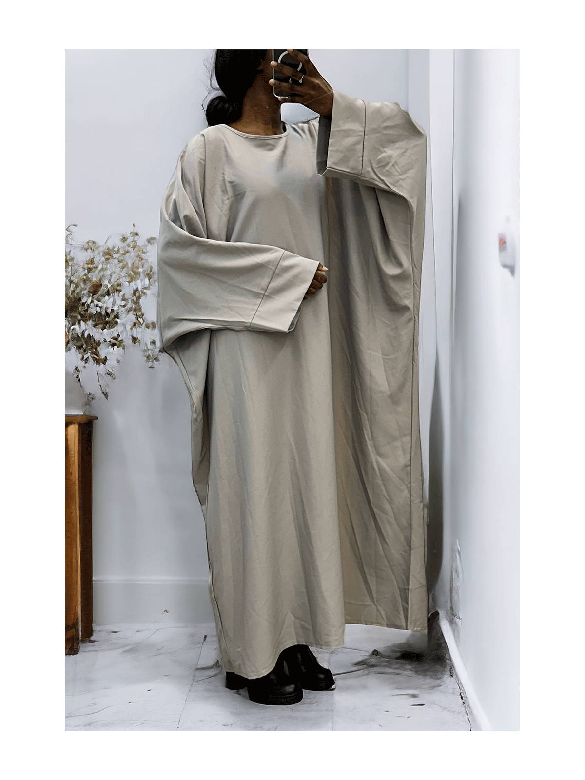 Abaya grise over size (36-52) coupe kimono - 3