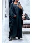 Abaya 2 pièces robe et kimono en noir - 1