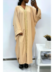 Abaya beige over size (36-52) avec sublime dentelle sur toute la longueur  - 2