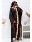 Abaya noire over size (36-52) avec sublime dentelle sur toute la longueur  - 2