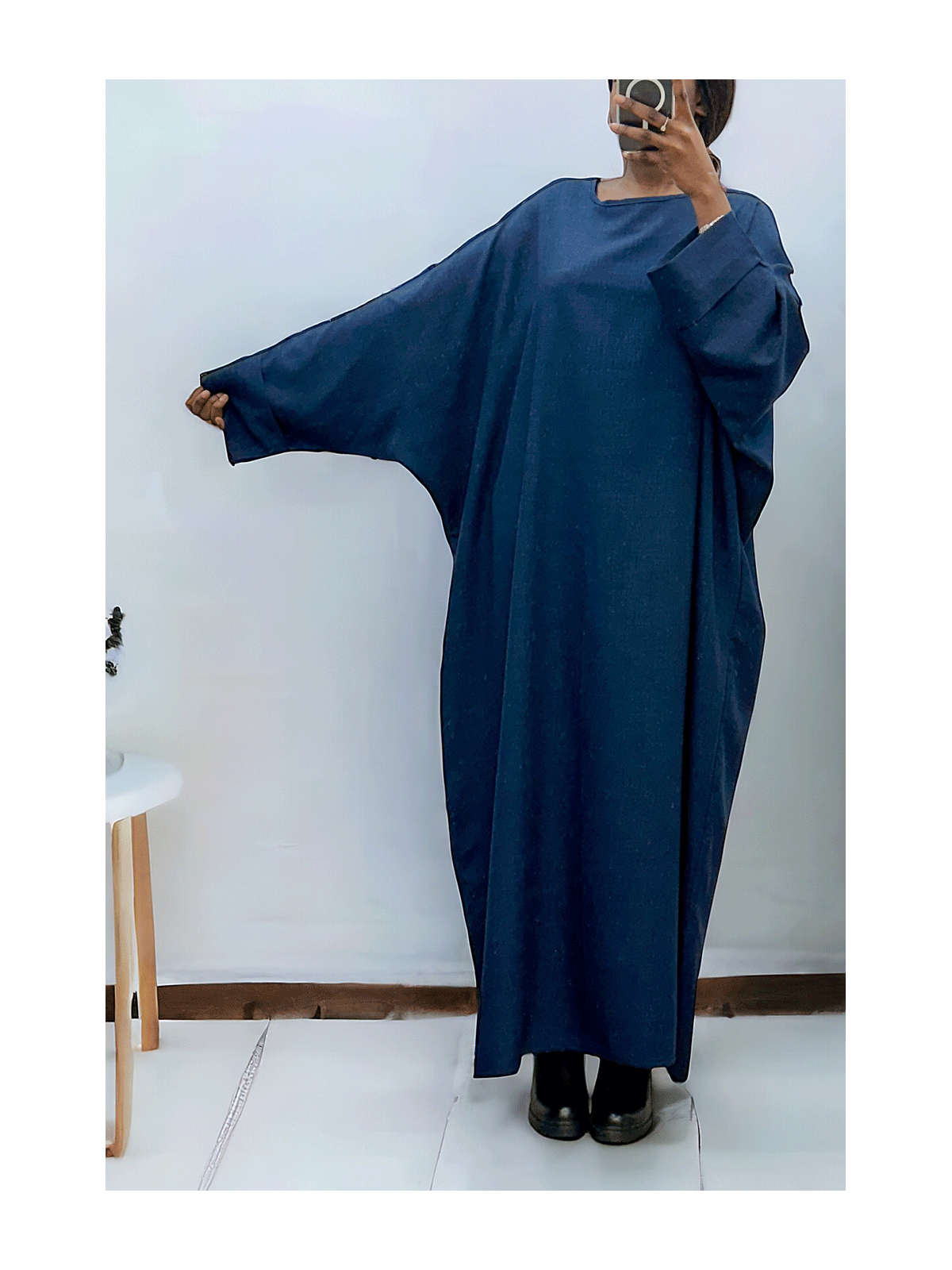 Abaya marine très ample (36-52) coupe kimono - 1