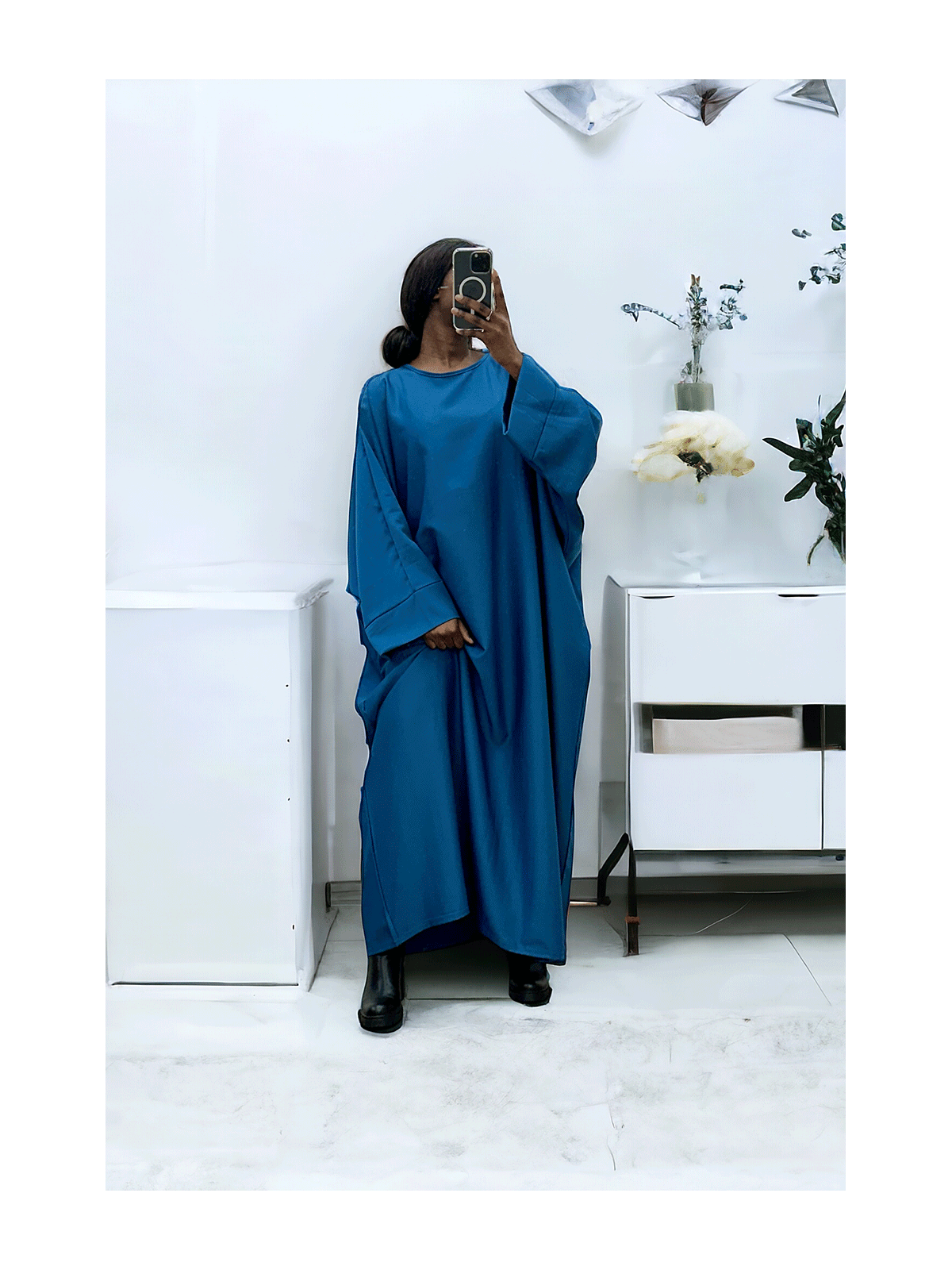 Abaya bleu over size (36-52) coupe kimono - 1