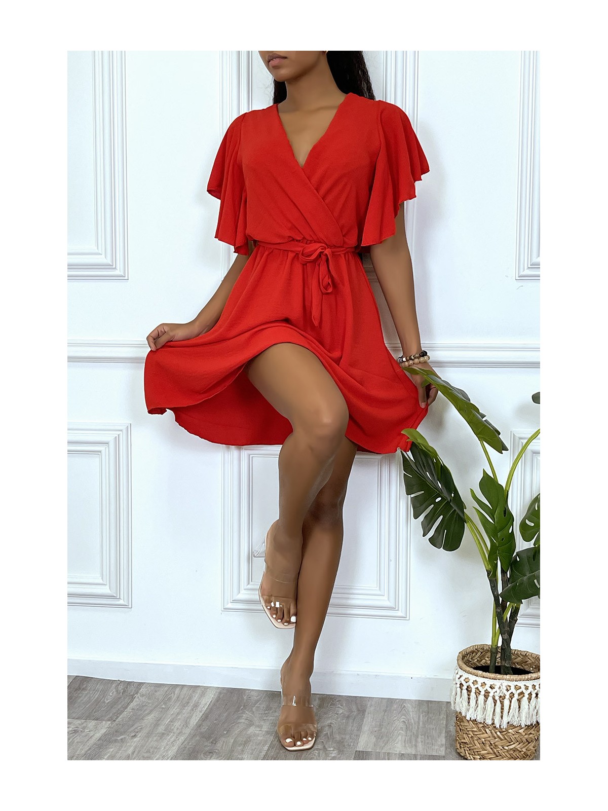 Robe patineuse rouge cache coeur - 3