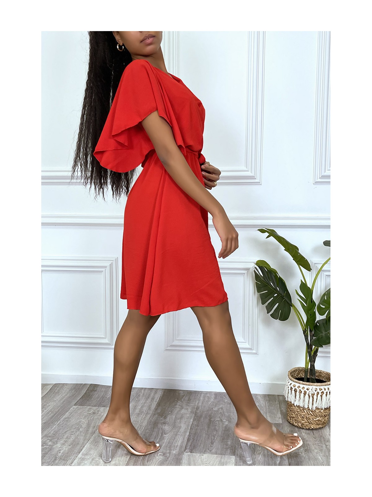 Robe patineuse rouge cache coeur - 5