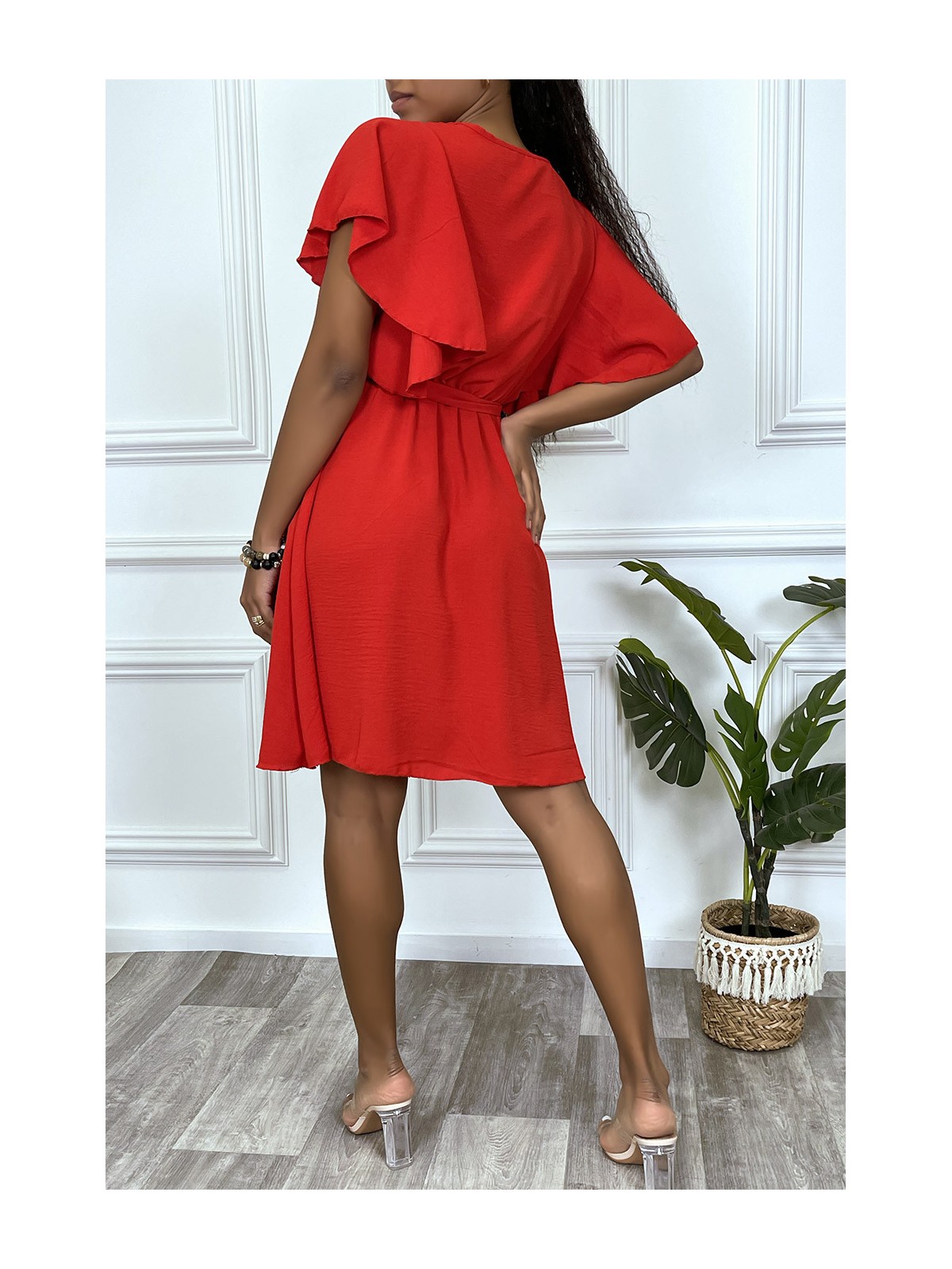 Robe patineuse rouge cache coeur - 7