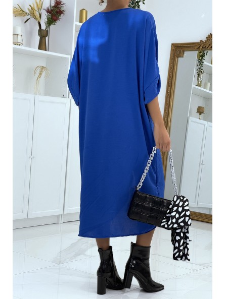 Longue robe tunique royal over-size croisé devant - 3