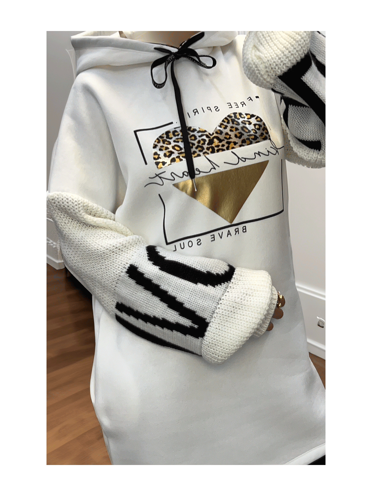 Robe tunique blanc avec capuche - 2