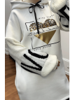 Robe tunique blanc avec capuche - 2