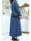 Longue abaya indigo avec poches et ceinture - 3