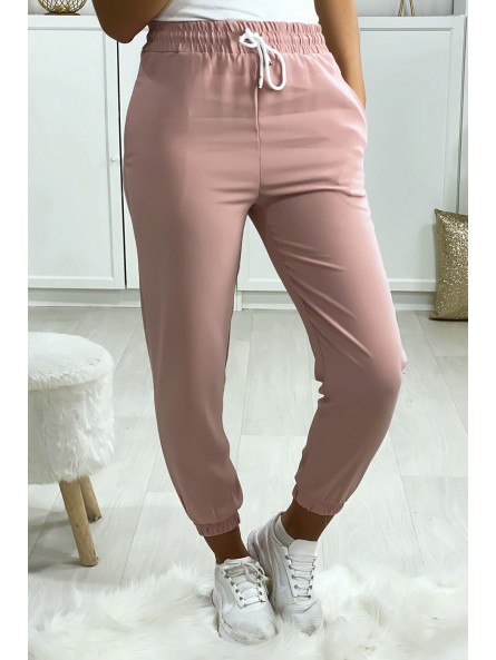 Pantalon jogging rose avec poche serré en bas - 3