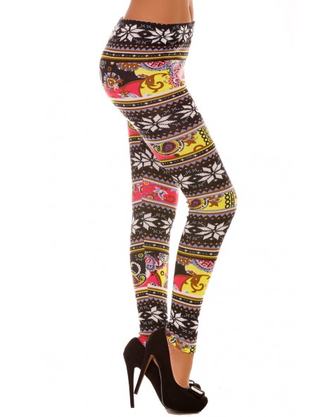 Leggings en acrylique Multicolore avec motif en forme de fleur. Leggings Fashion 109-2 - 5