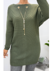 Tunique kaki en tricot avec accessoires - 1