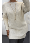 Tunique beige en tricot avec accessoires - 2