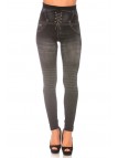 Leggings minceur noir style jeans taille haute et effet lien croisé. Effet Push-Up - 5