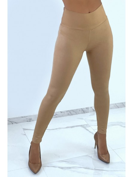 Legging camel avec joli un effet cuir. Legging femme fashion - 2
