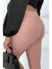 Pantalon slim rose taille haute à zip - 9