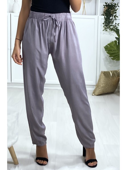 Pantalon gris en coton avec poches - 1